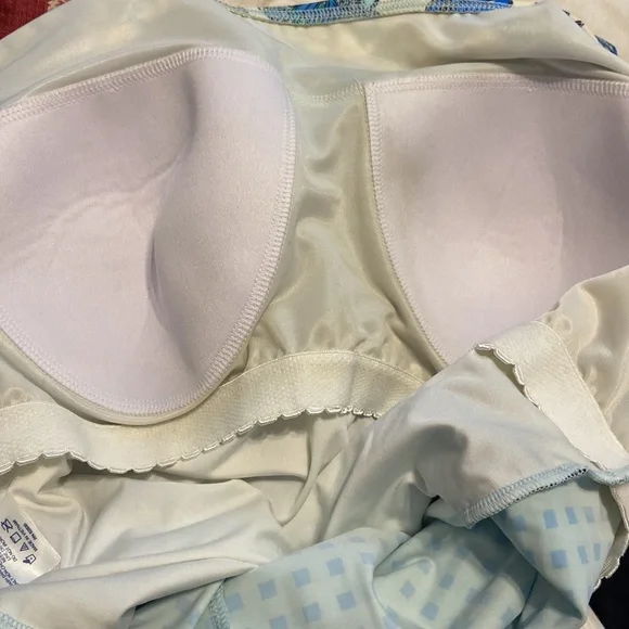 EUC Women’s Lands End One-Piece Blue Floral Gingham Check Swim Bathing Suit 18W - Picture 9 of 9